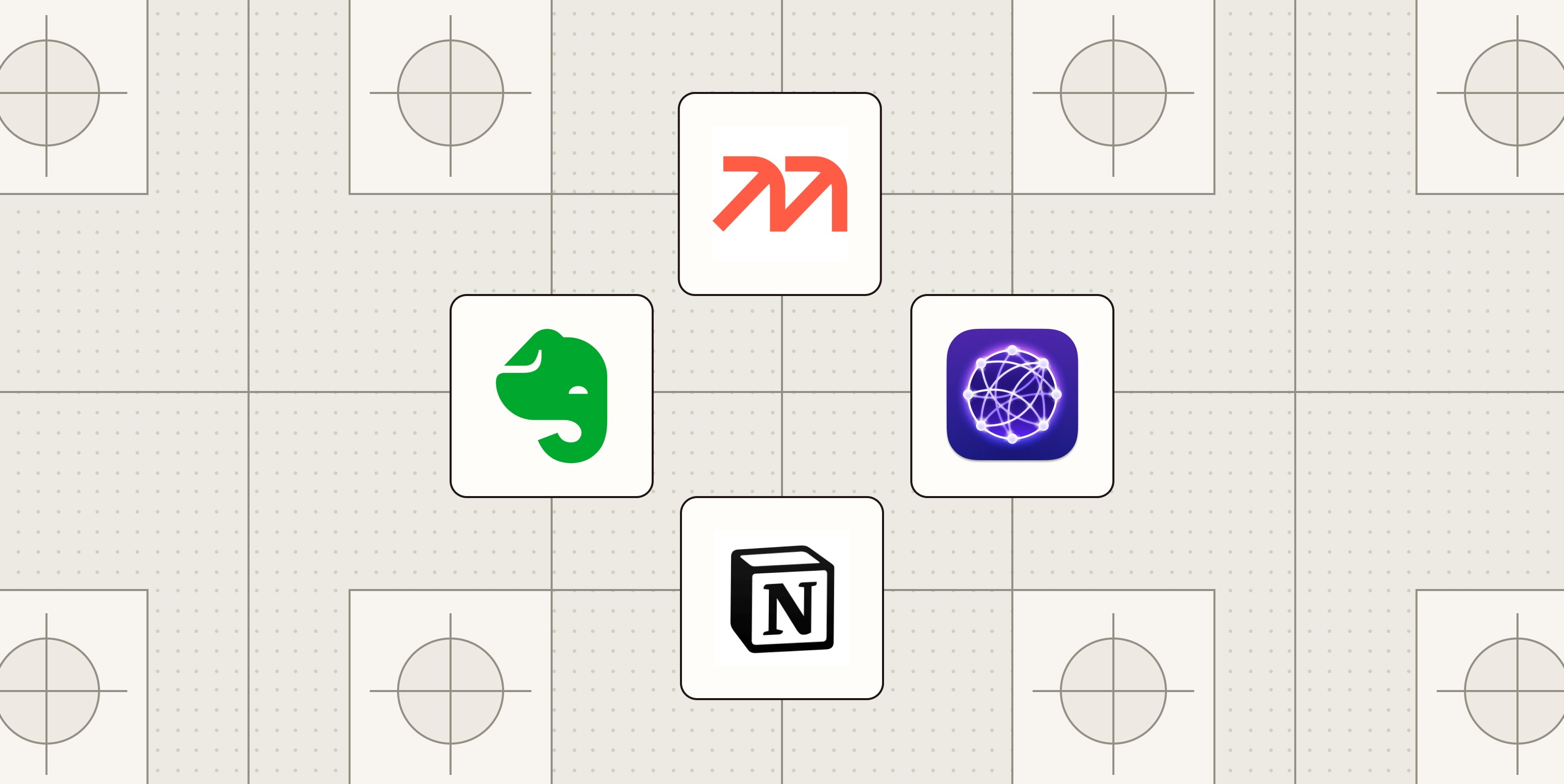 Hero image with the logos of the best AI notes apps