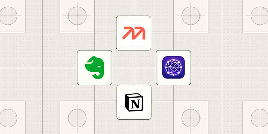 Hero image with the logos of the best AI notes apps