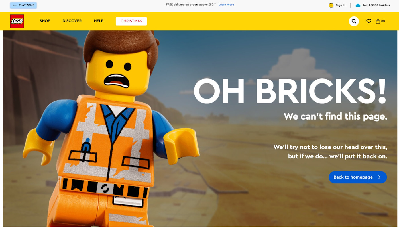 LEGO's 404 page