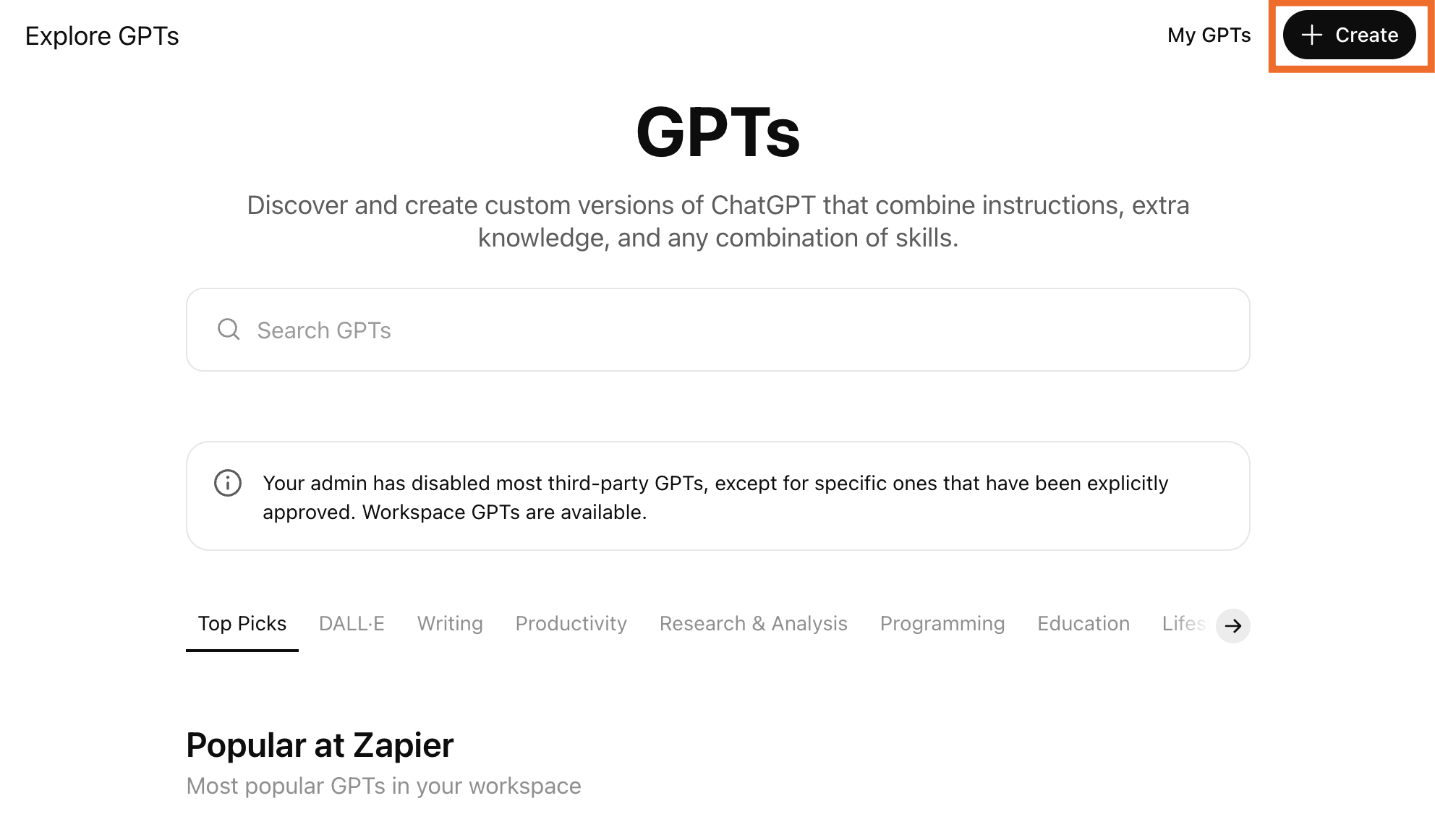 OpenAI's GPT homepage. 