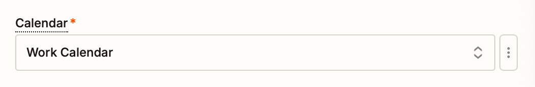 A Calendar field in the Zap editor.