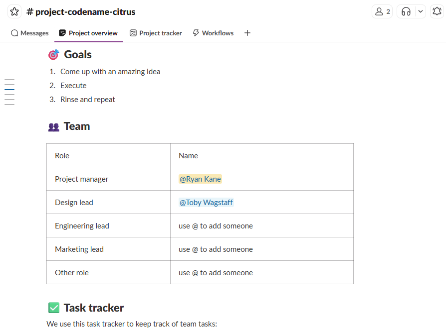 The Canvas tool in Slack