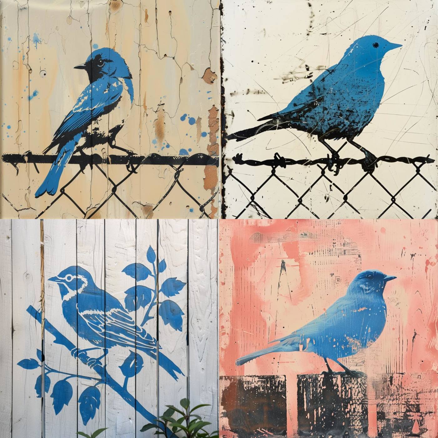 A bluebird, stencil