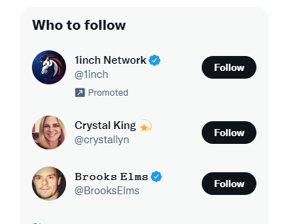The Who to follow section on Twitter