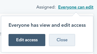 The Edit access button in HubSpot