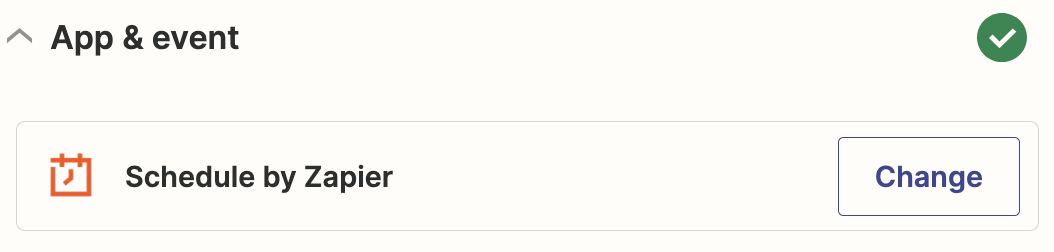 Schedule by Zapier chosen as the Trigger app 