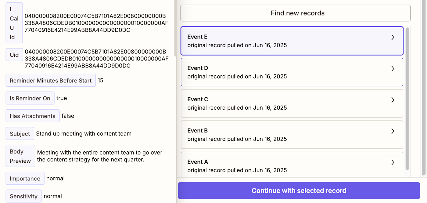 Screenshot of test step