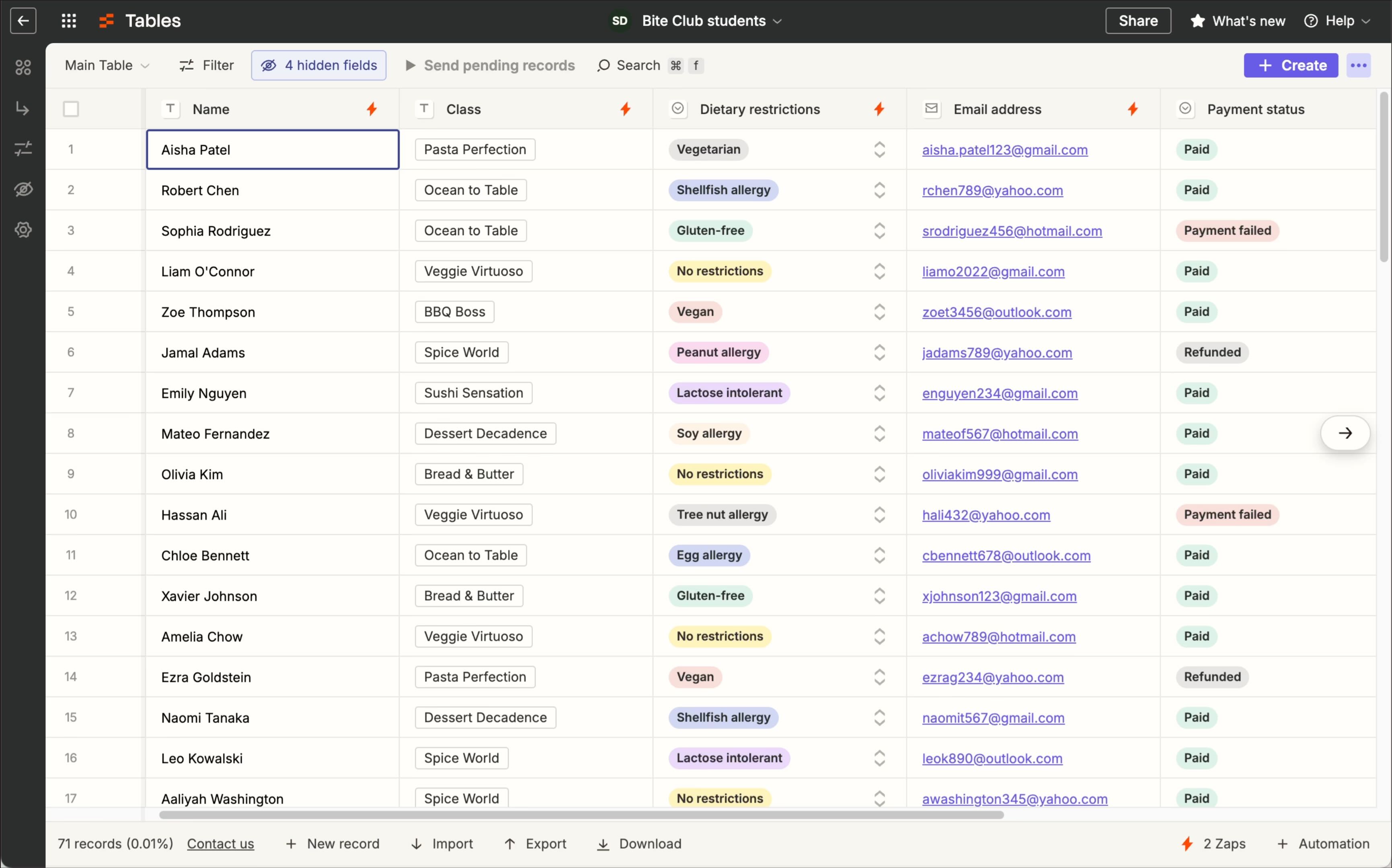 Zapier Tables, our pick for the best Airtable alternative for automation