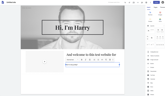 Google Sites screenshot