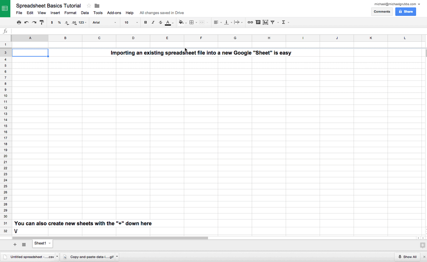 import spreadsheet into Google Sheets