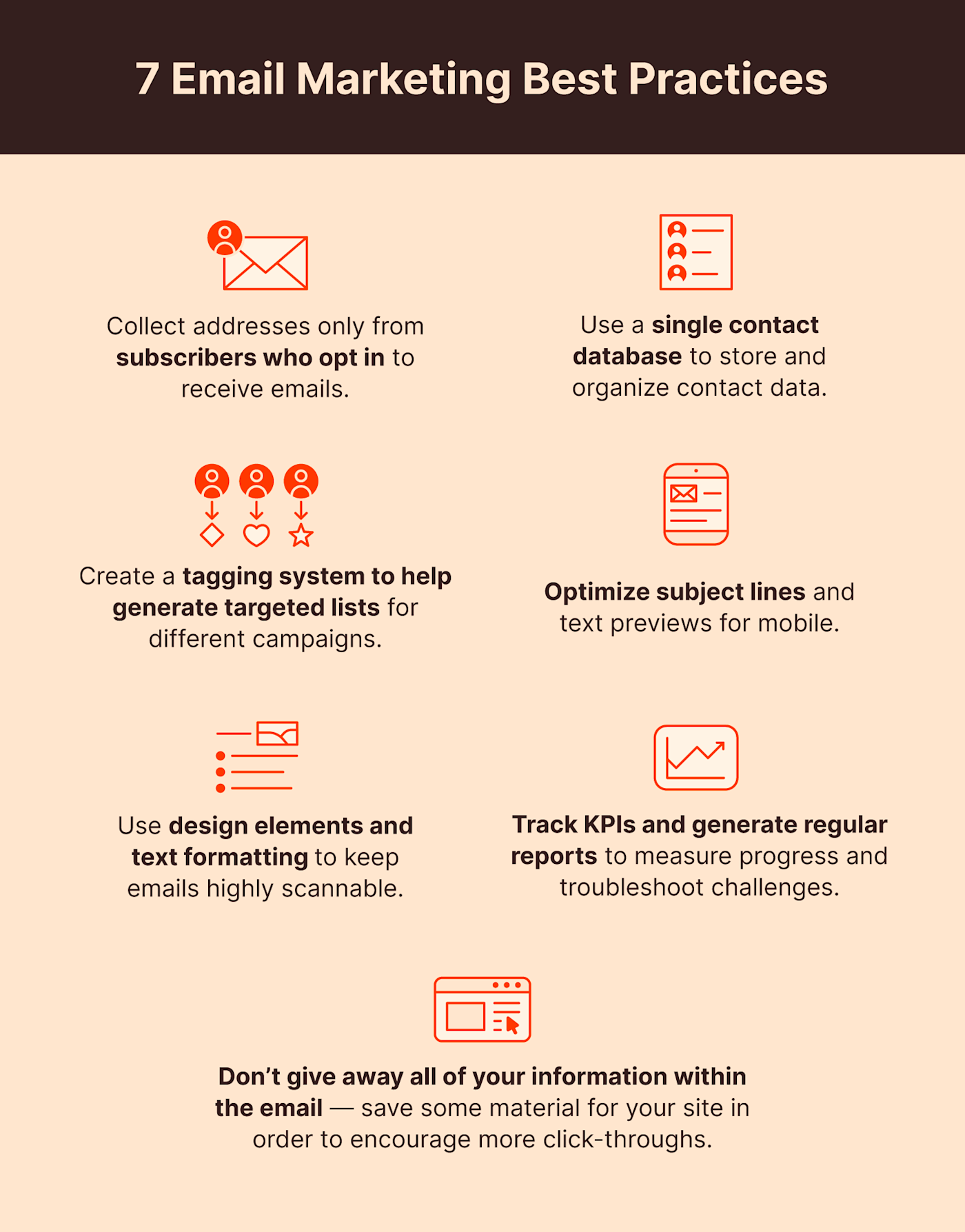 Graphic outlining 7 email marketing best practices