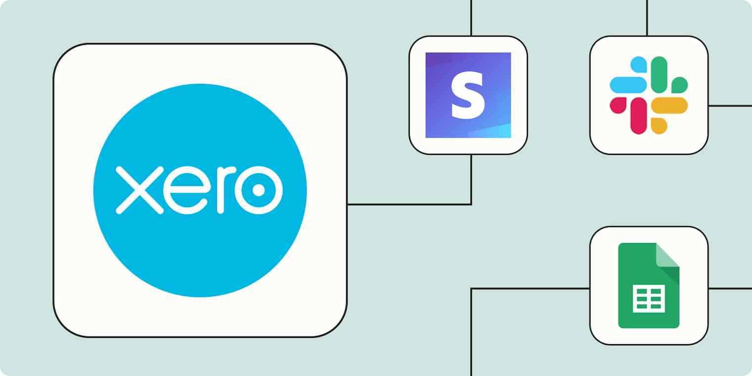 Hero image of the Xero app logo connected to other app logos on a light blue background.