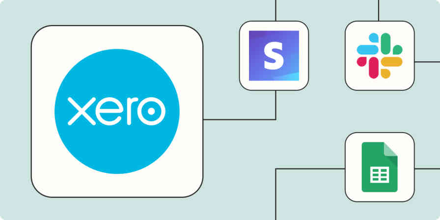 Hero image of the Xero app logo connected to other app logos on a light blue background.
