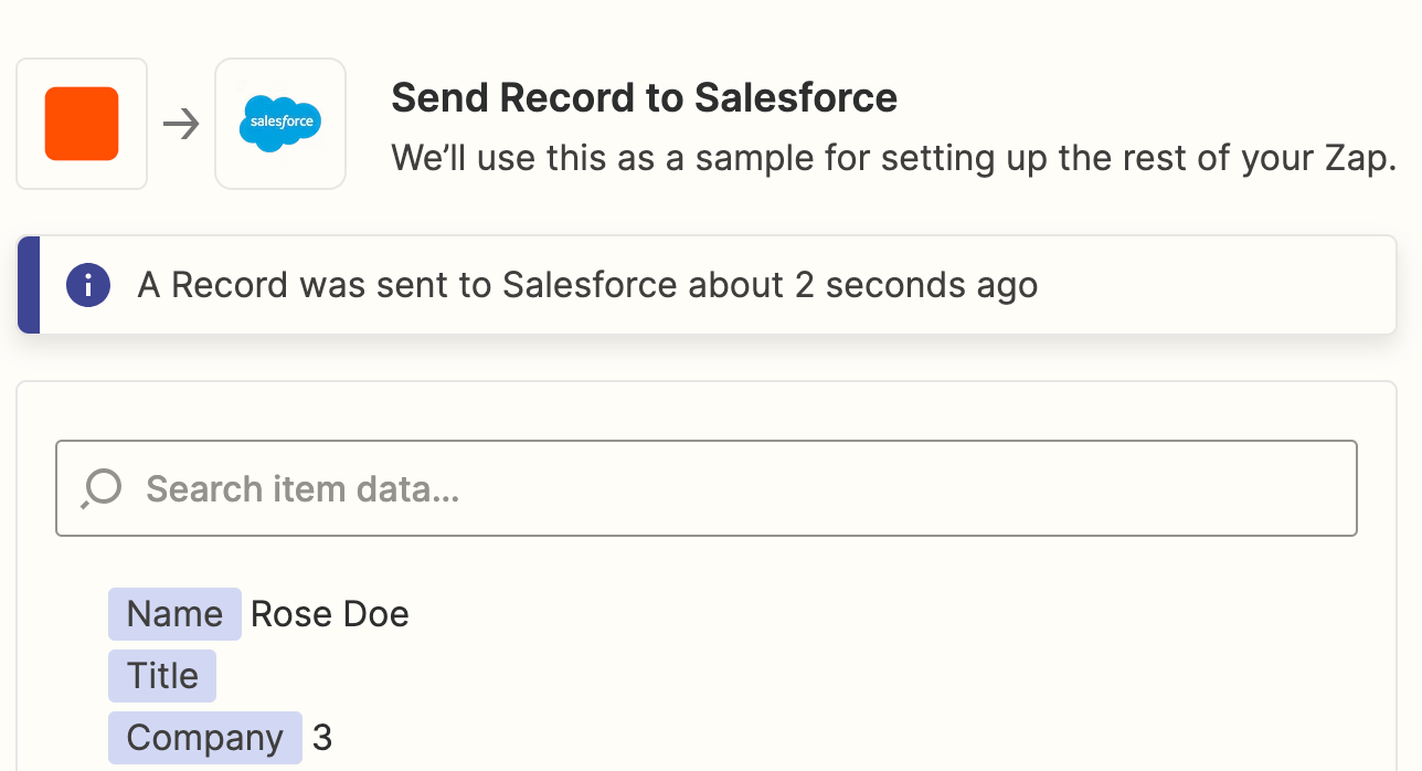 Screenshot of Salesforce record