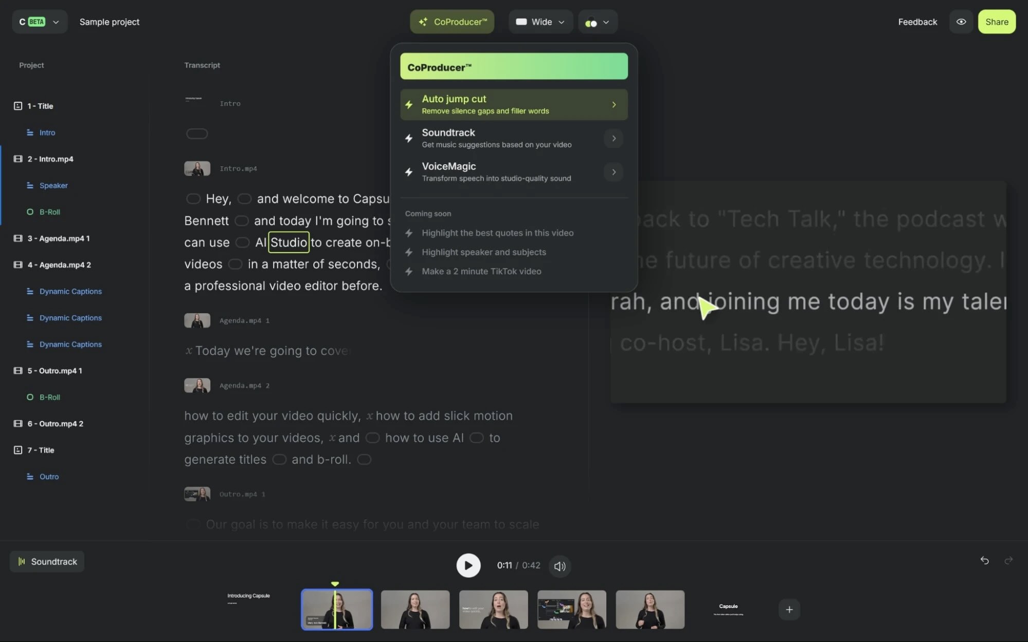 Capsule, our pick for the best AI video editor for streamlining your branded video production workflow