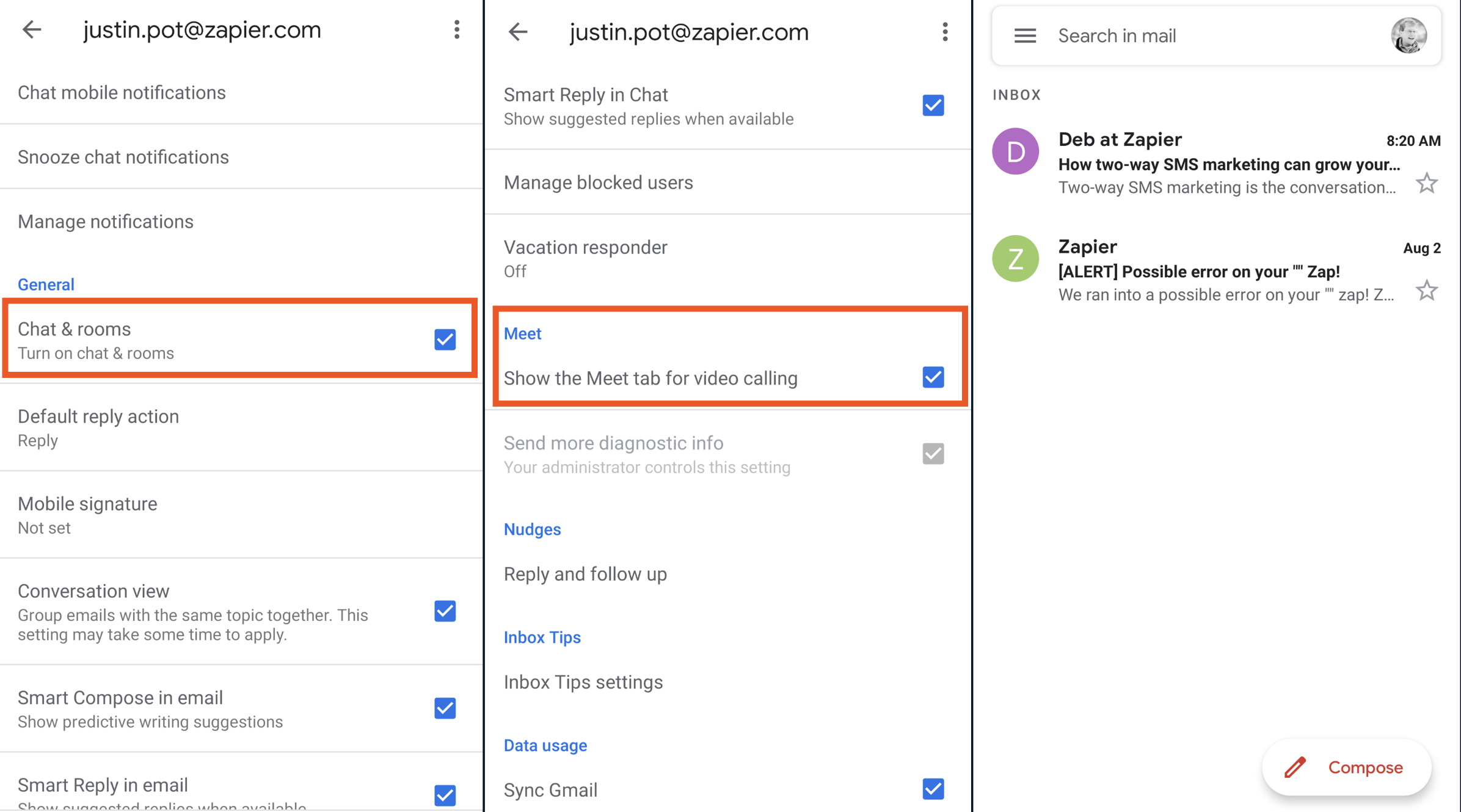 Google Workspace Updates: New integrated view for Gmail features email,  Google Meet, Google Chat, and Spaces in one place