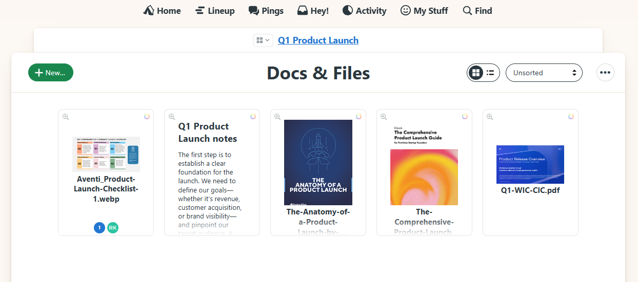 The Docs & Files section in Basecamp