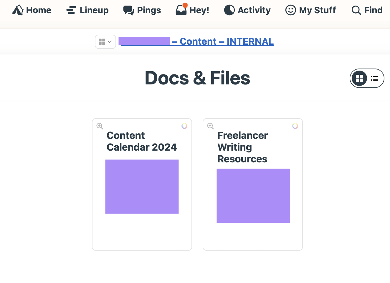 The Docs & Files section in Basecamp