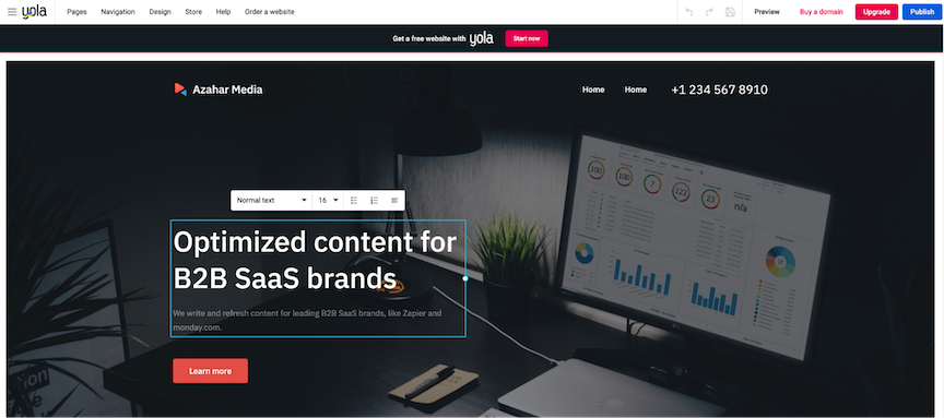 Yola, our pick for the best free website builder for simple, no-fuss websites