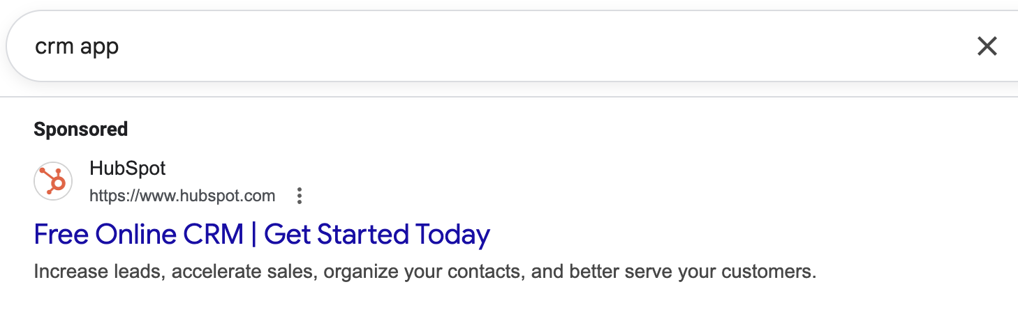 Google ad example that promotes free products or services