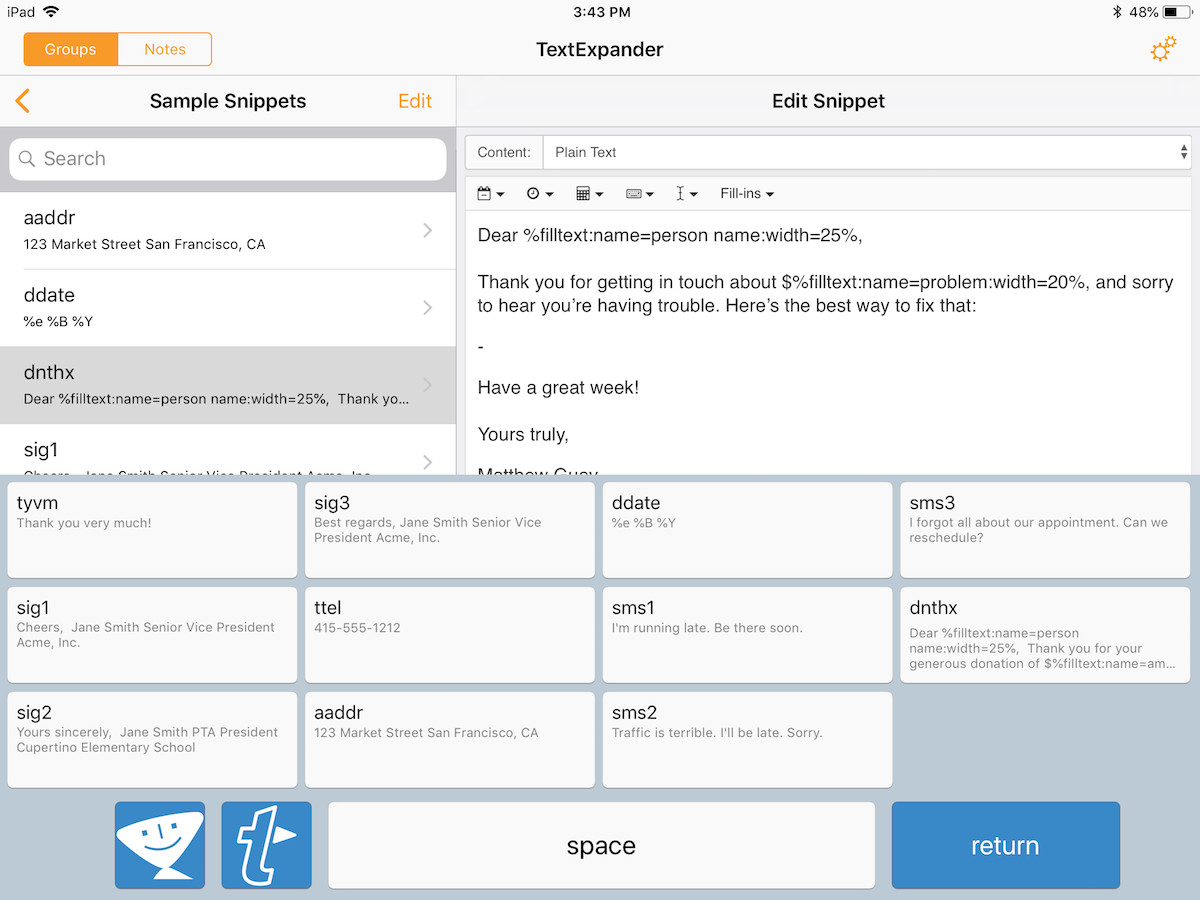 textexpander ipad
