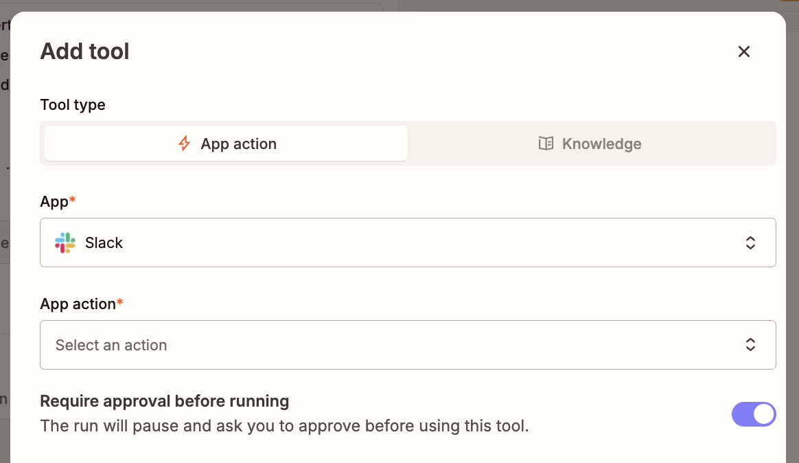 The Require approval before running toggle in AI by Zapier