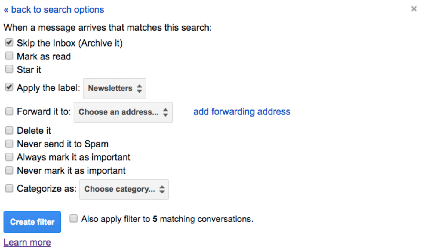 Gmail filter archiving