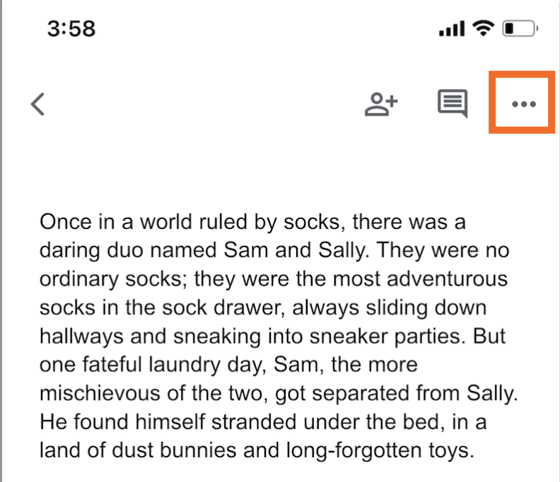 A Google Doc in the iPhone mobile app.