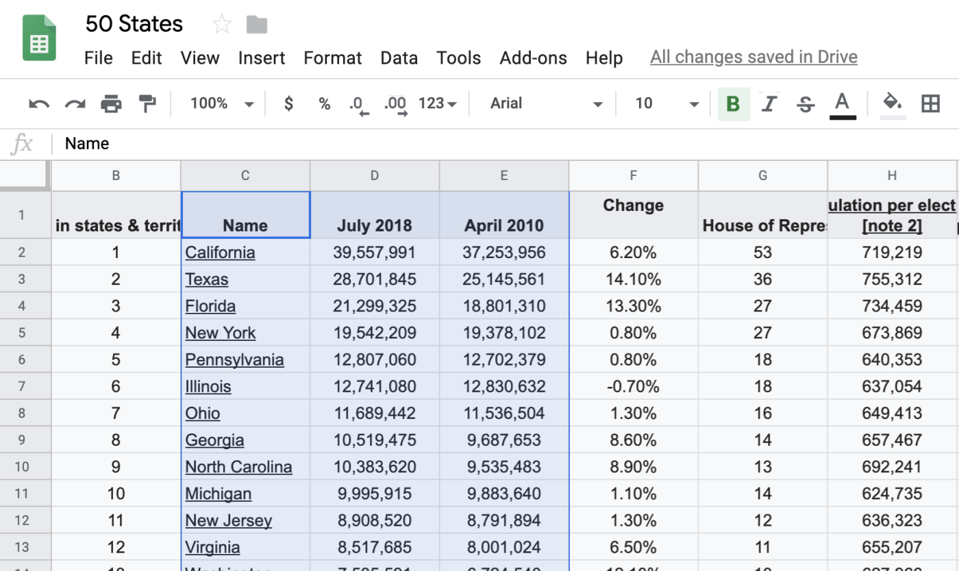 Google Sheets select data