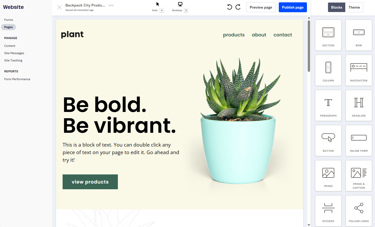 ActiveCampaign's landing page builder