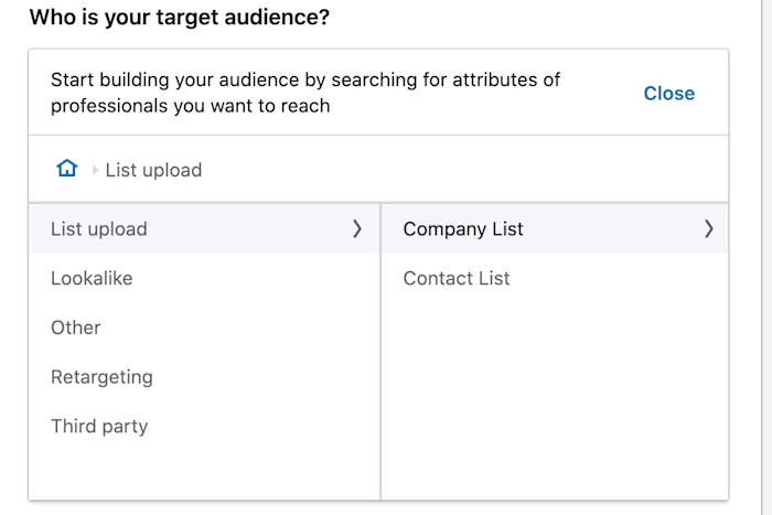 image3 Screenshot of options to choose a list to upload