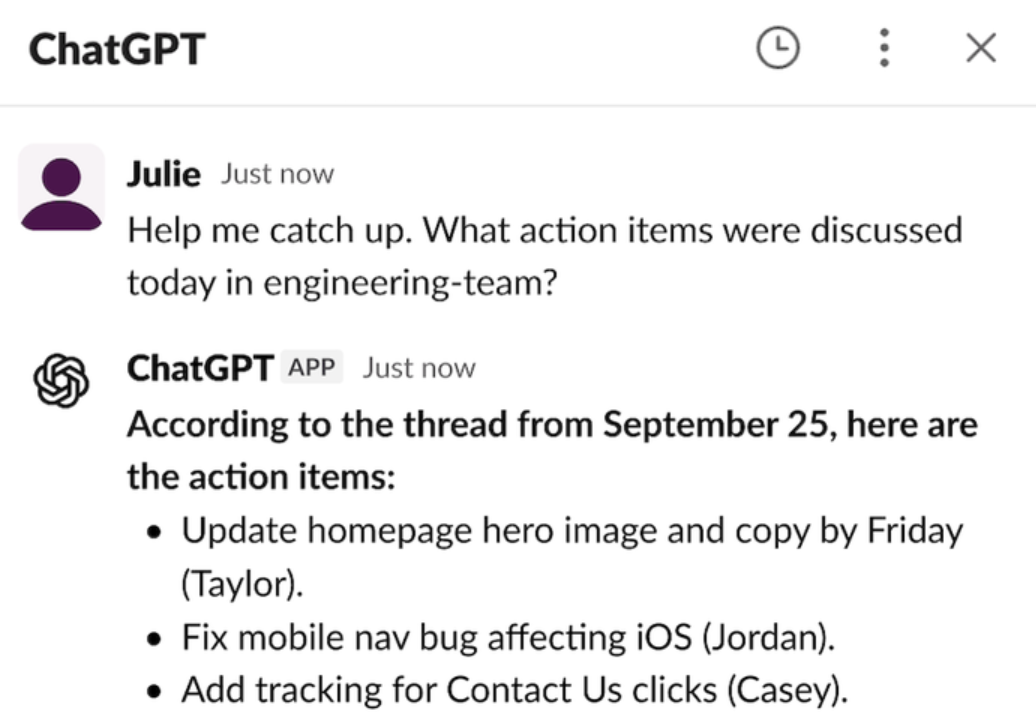 The ChatGPT Slack app