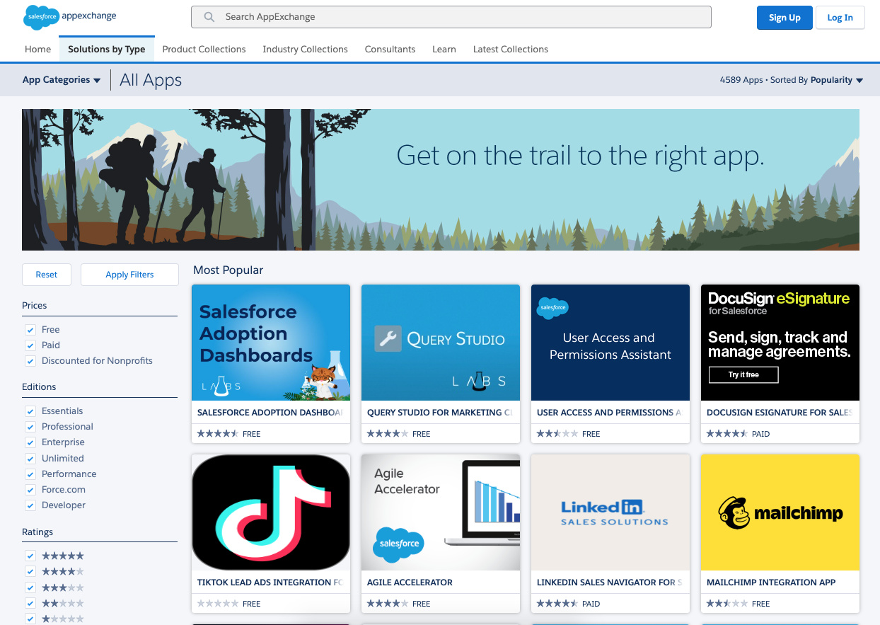 Screenshot of Salesforce's App Exchange 