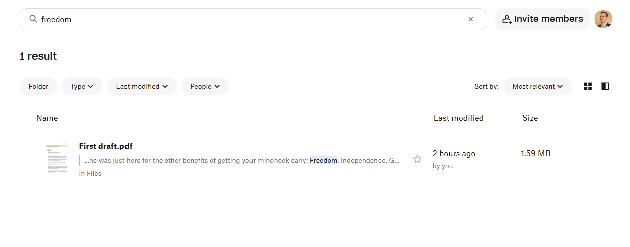 Dropbox search
