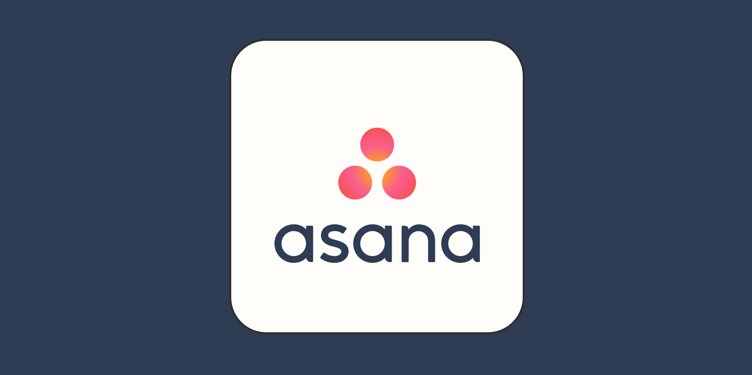 A hero image for app tips with the Asana logo on a gray background