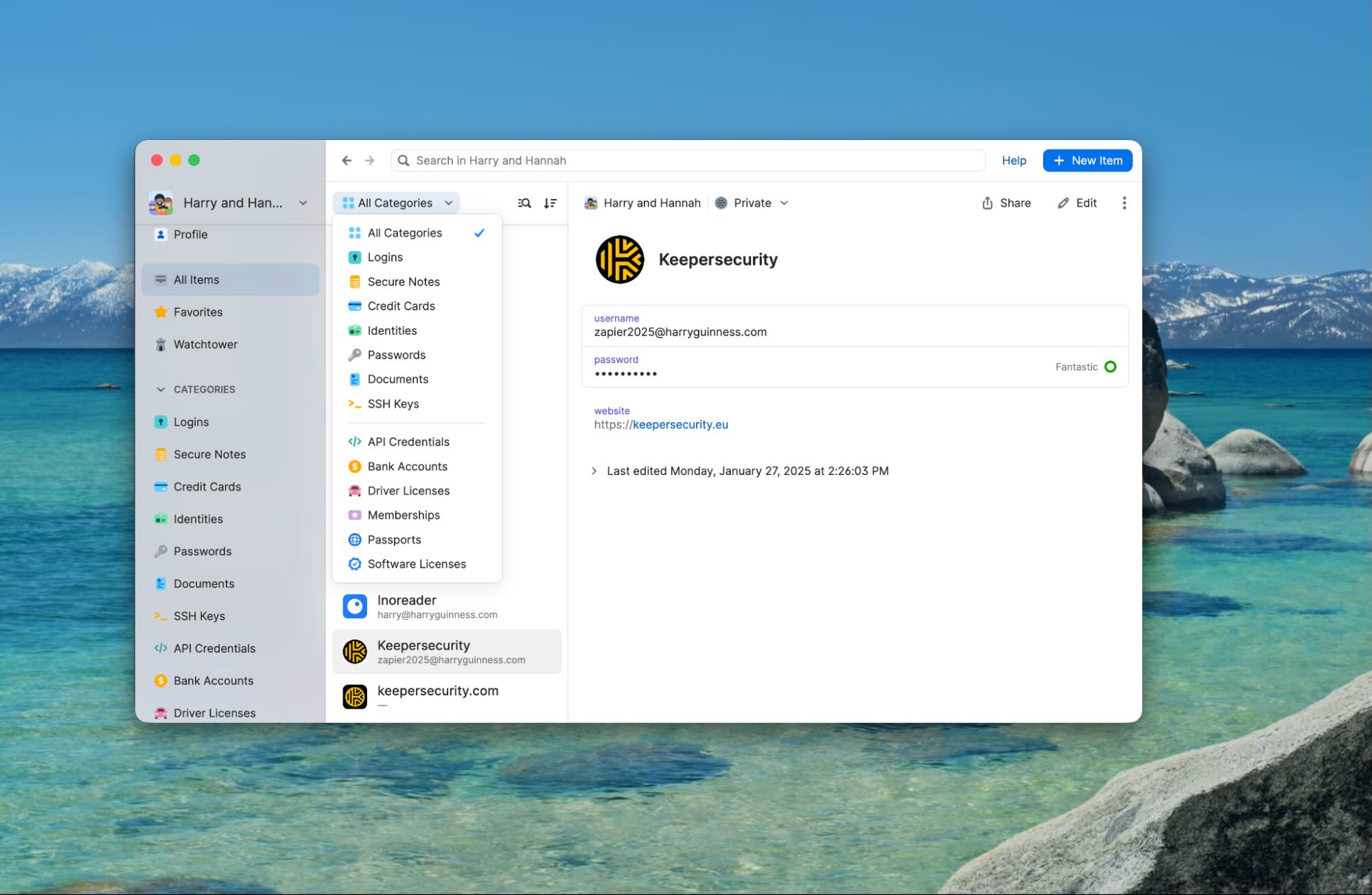 The 1Password desktop app