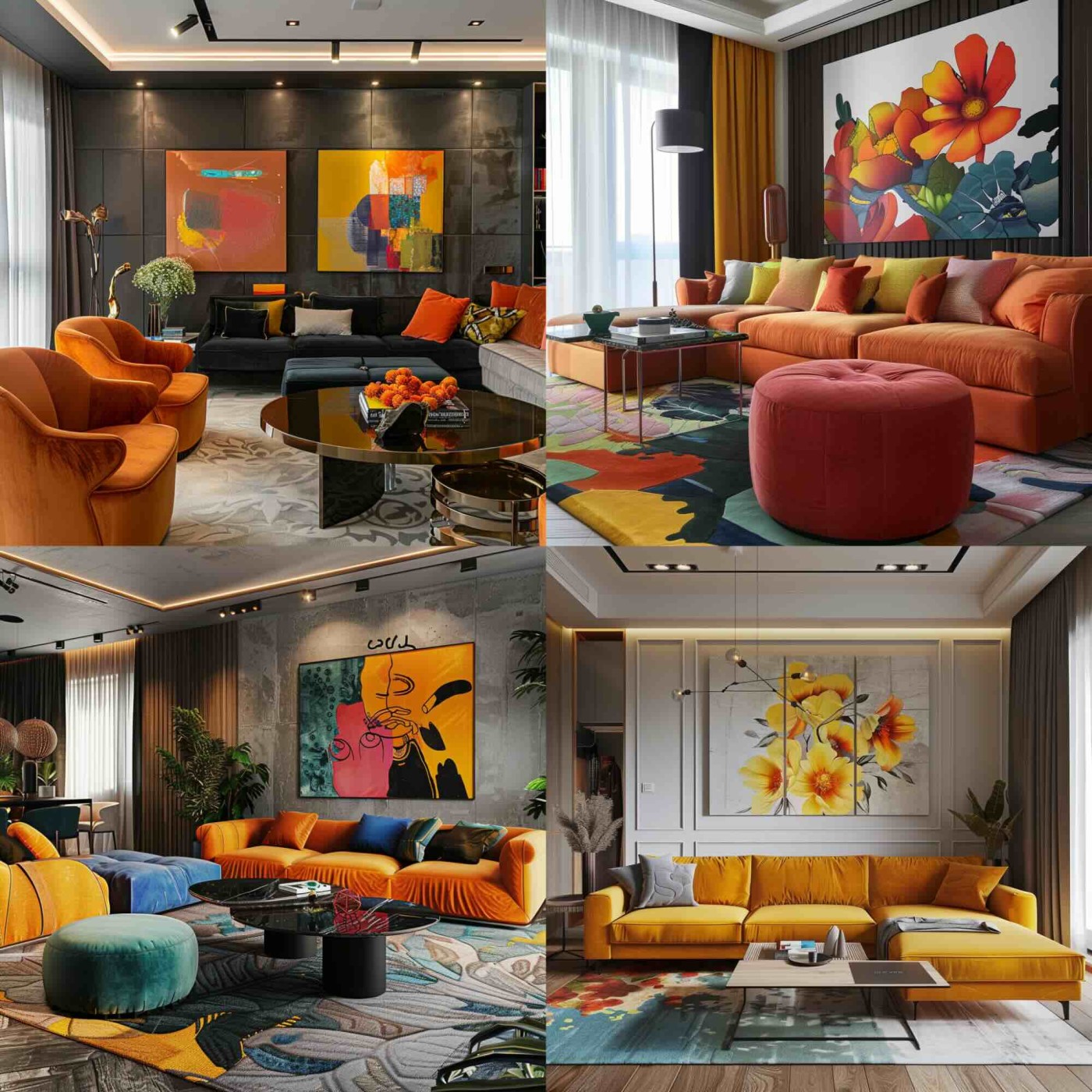 A living room in a luxury apartment, vibrant