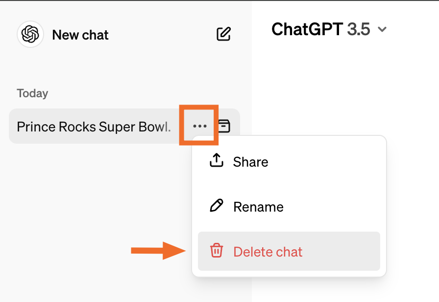 How to delete a ChatGPT conversation from the side panel of the ChatGPT home page. 
