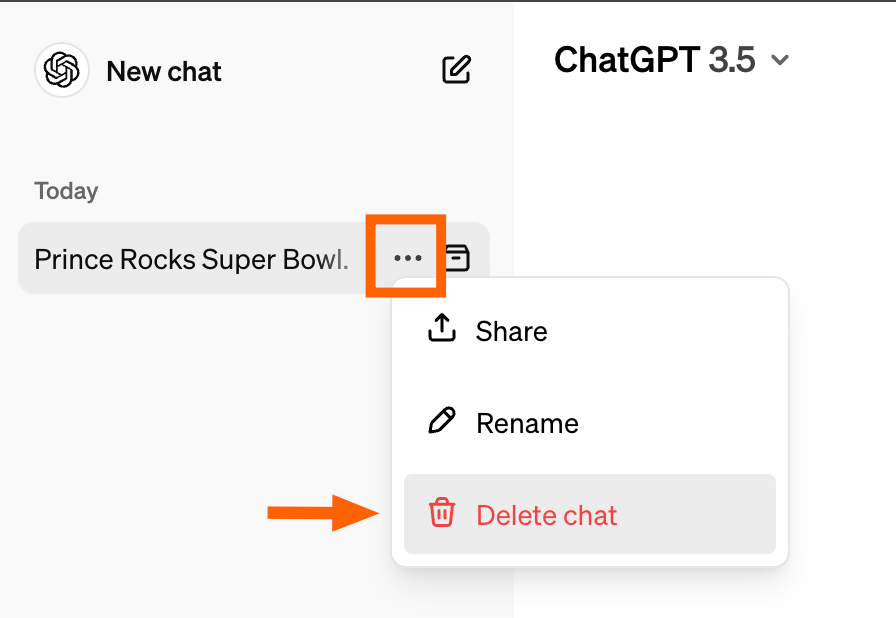 How to delete a ChatGPT conversation from the side panel of the ChatGPT home page. 