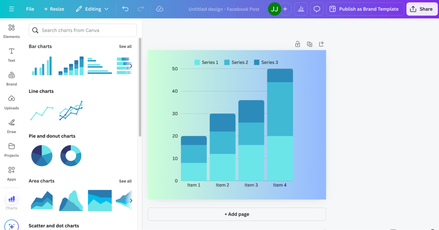 Bar graph in a Canva design. 