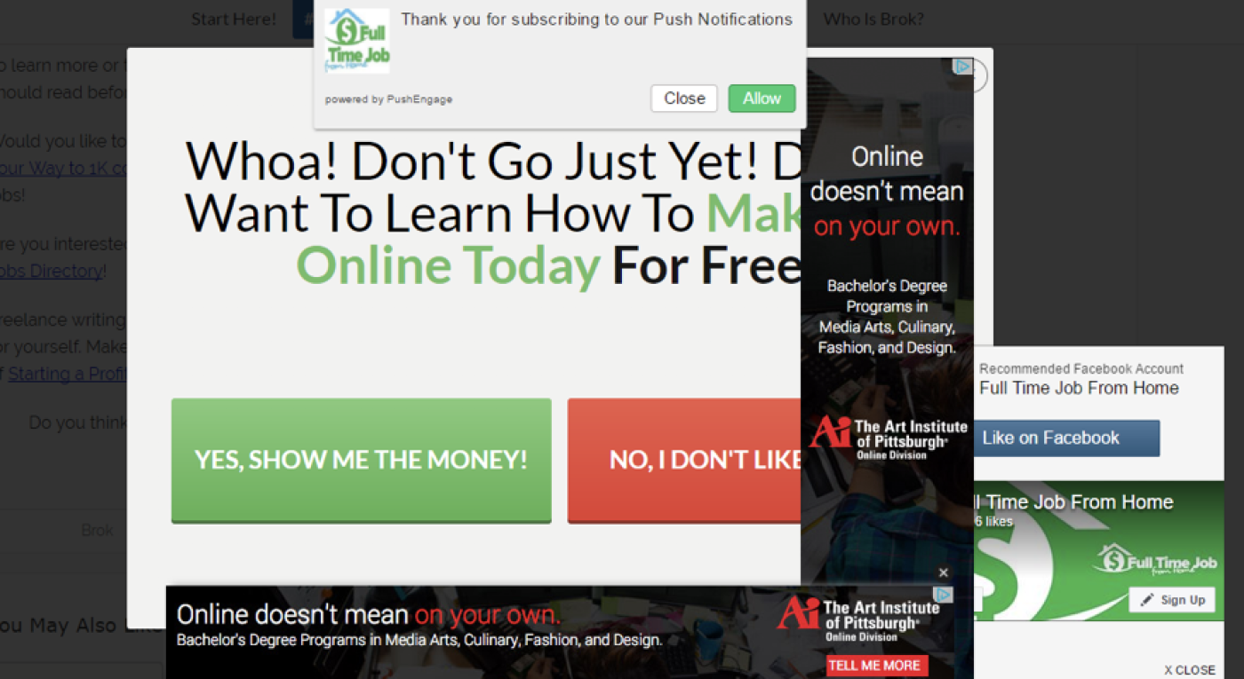 Example of a Google Chrome site cluttered by multiple ads.