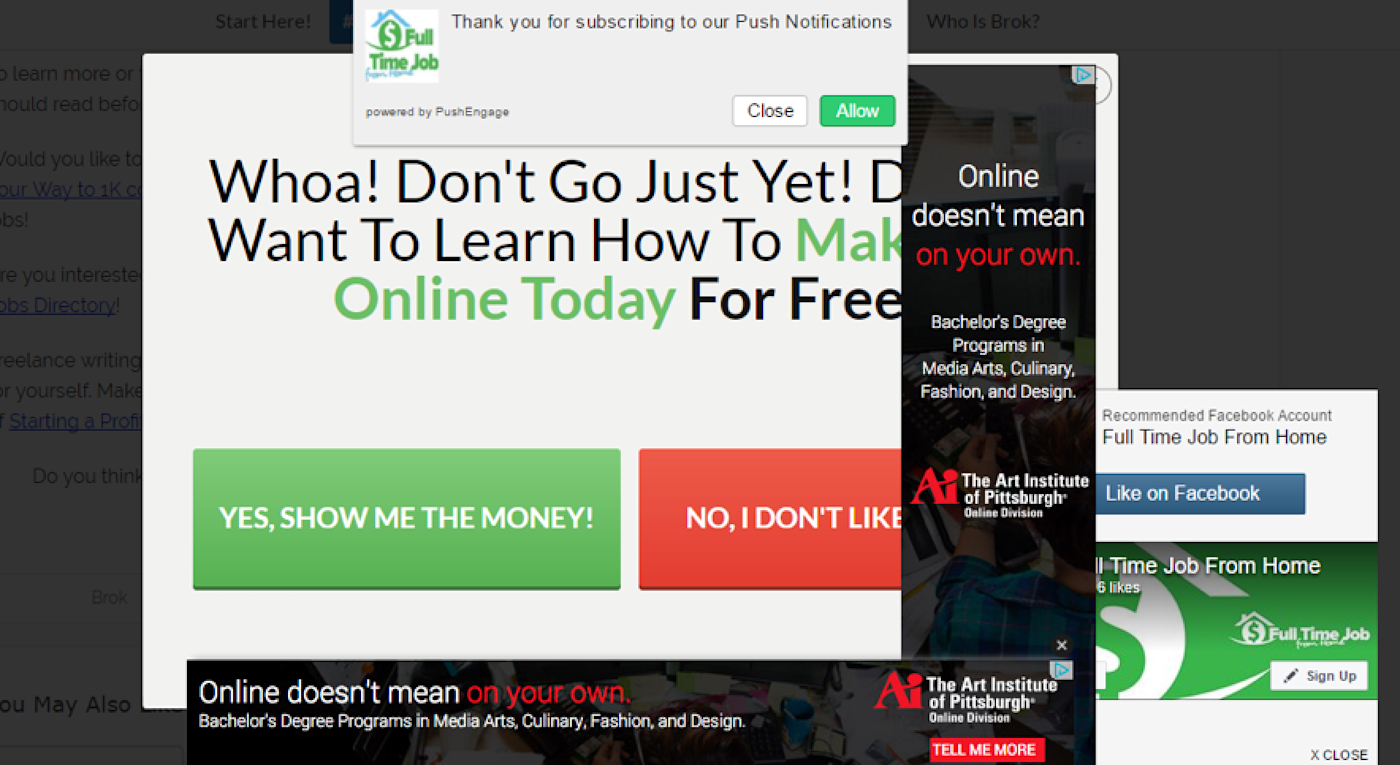 Example of a Google Chrome site cluttered by multiple ads.