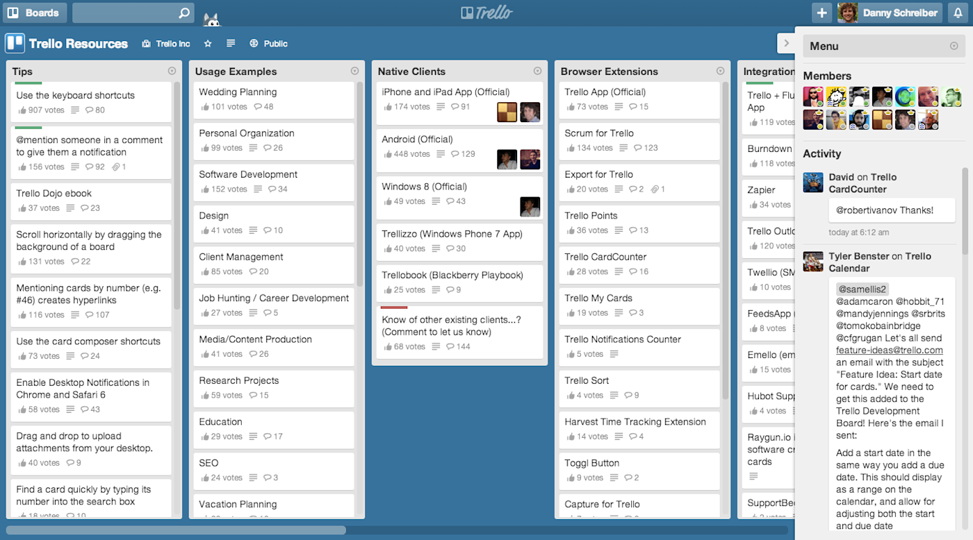 Trello Resources public board screenshot