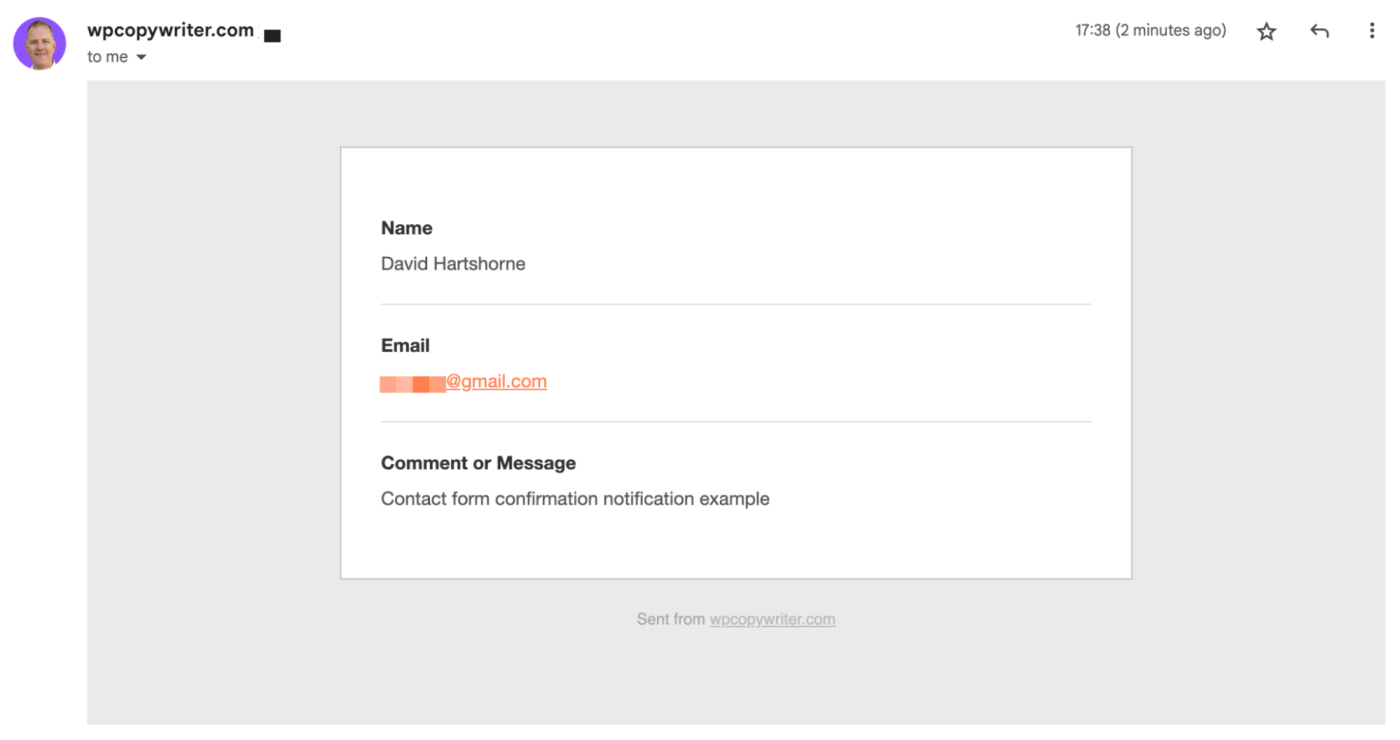 Website owner email confirmation in WPForms