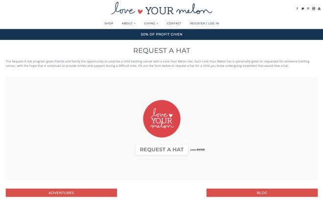 Love Your Melon brands their custom request form thanks to Typeform.