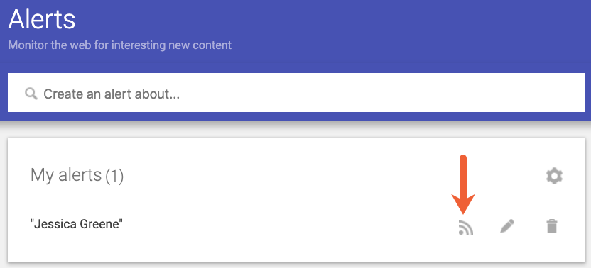 Google Alerts RSS feed link
