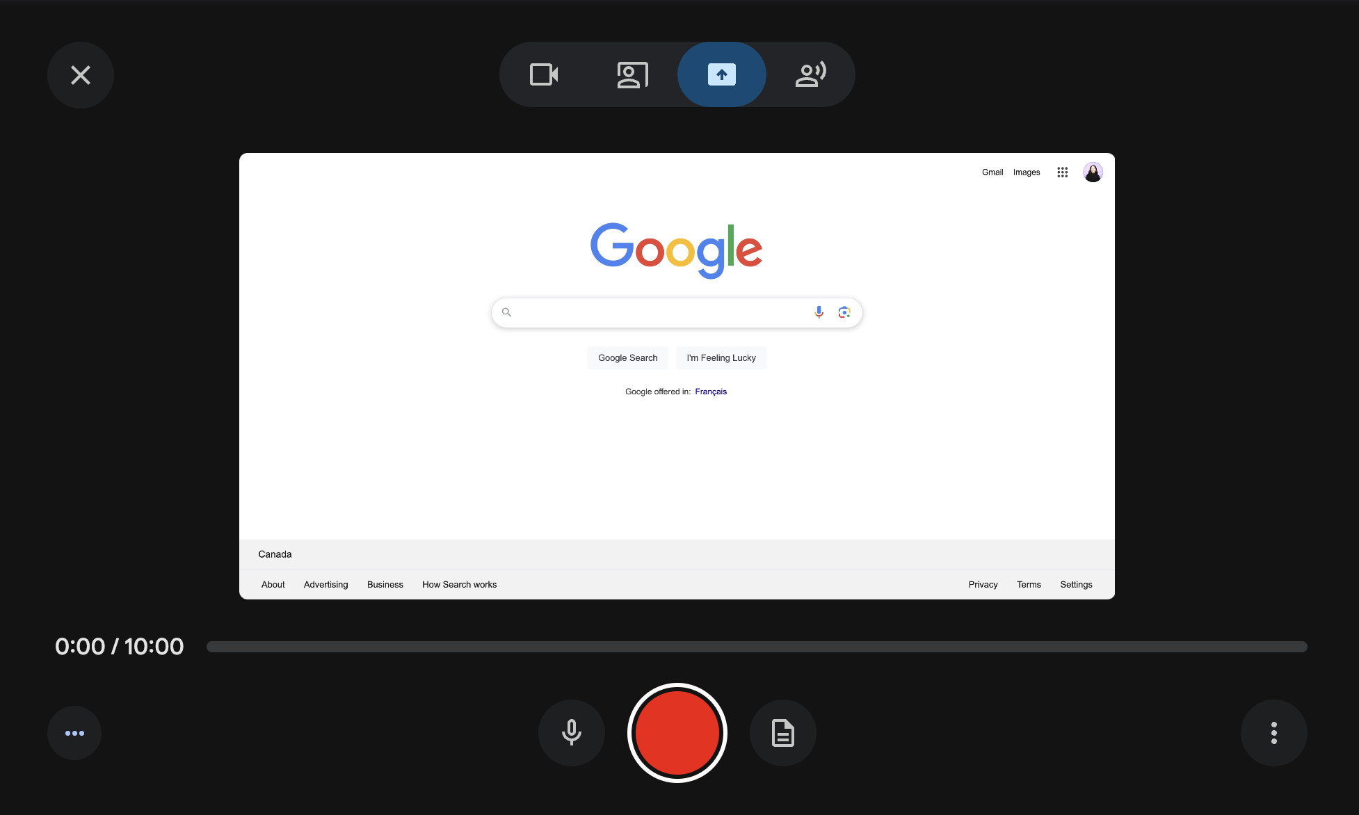 Screen sharing using Google Vids. 