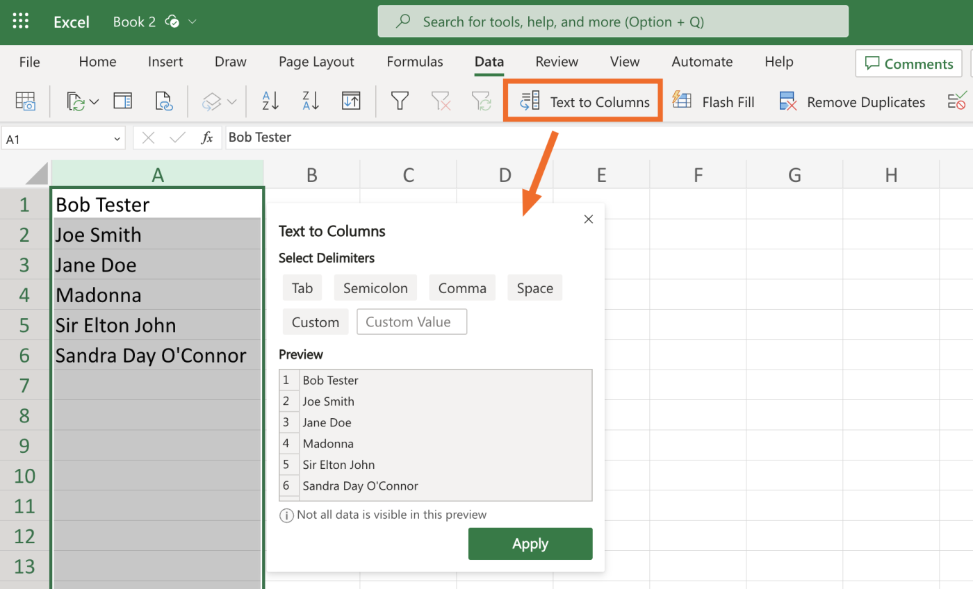 How to split text in Excel using text to columns. 