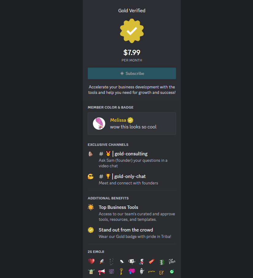 The Triba Business Community promo page on Discord