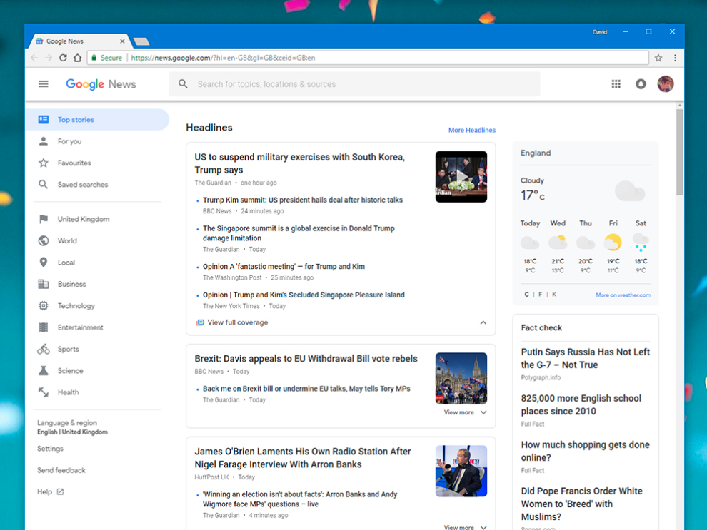 Google News screenshot